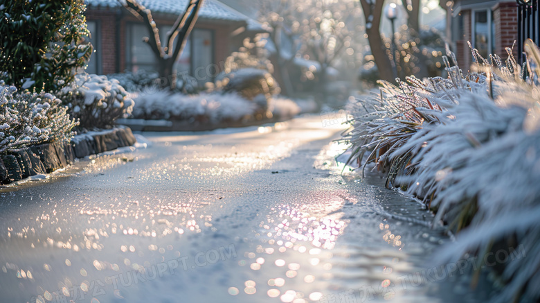 冬天的冰雪道路图片