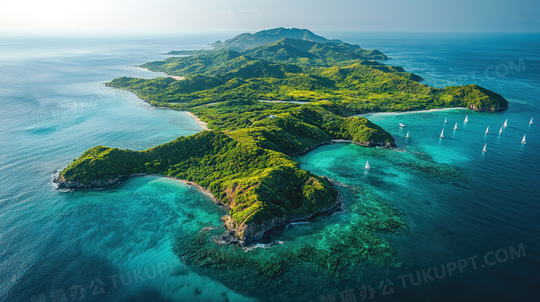 海岛的全景风景图片