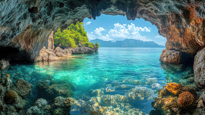 海岛洞穴风景图片