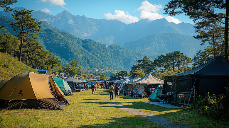 山里帐篷露营图片