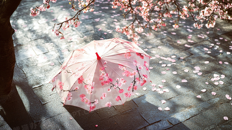 一把雨伞放在地上图片