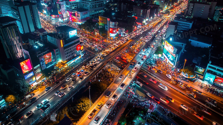 繁华都市城市夜景图片