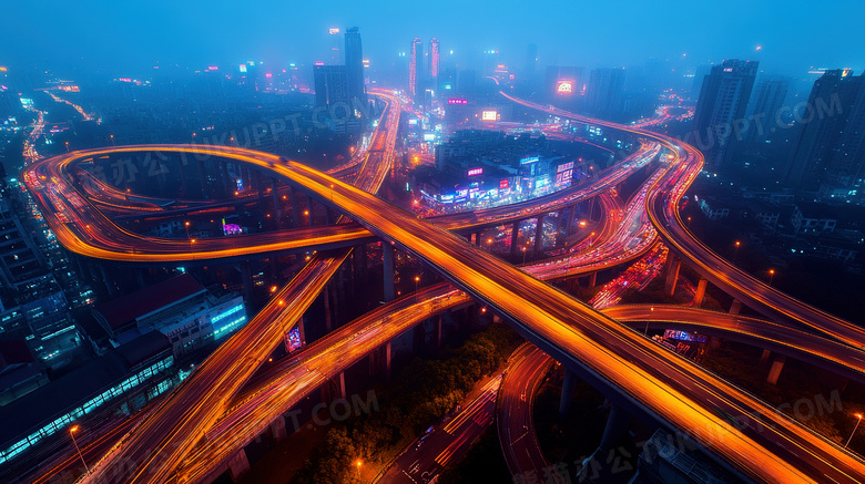 繁华都市城市夜景图片