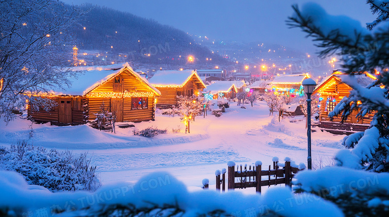 冬日白雪覆盖的北极村雪乡图片