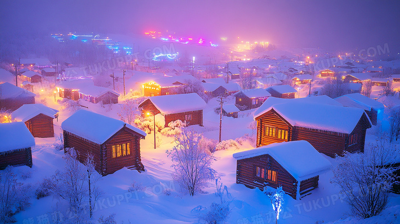 冬日白雪覆盖的北极村雪乡图片