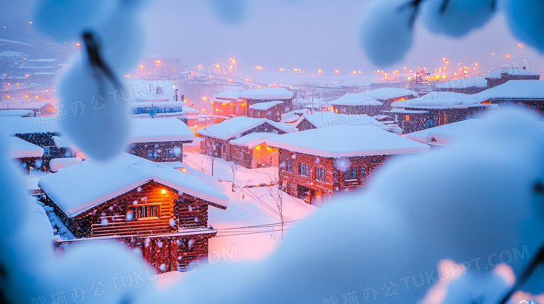 冬日白雪覆盖的北极村雪乡图片