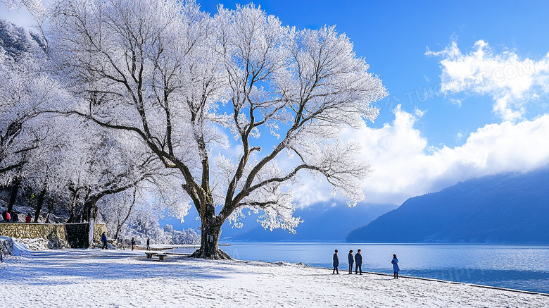 冬季雪景吉林雾凇岛风光图片