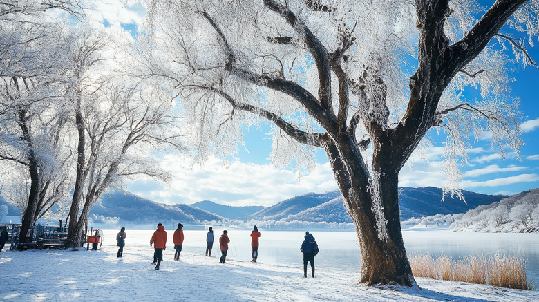 冬季雪景吉林雾凇岛风光图片