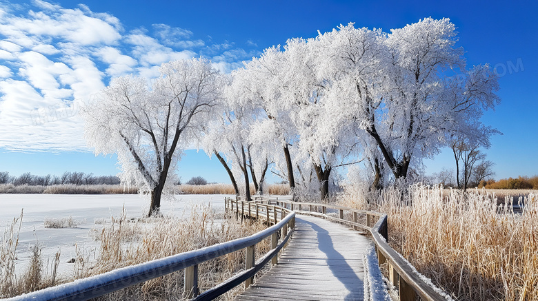 冬季雪景吉林雾凇岛风光图片