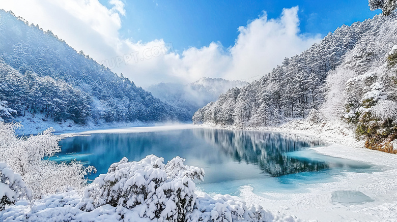 冬季雪景冰雪风光高山湖泊雪景图片