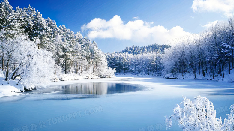 冬季雪景冰雪风光高山湖泊雪景图片