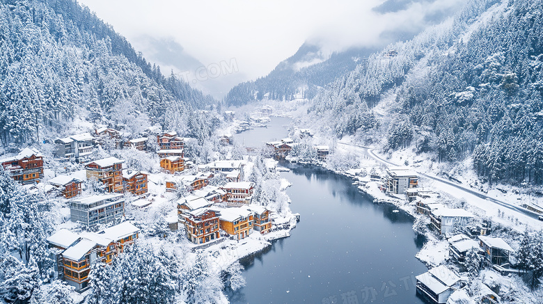 冬季雪景冰雪风光高山湖泊雪景图片