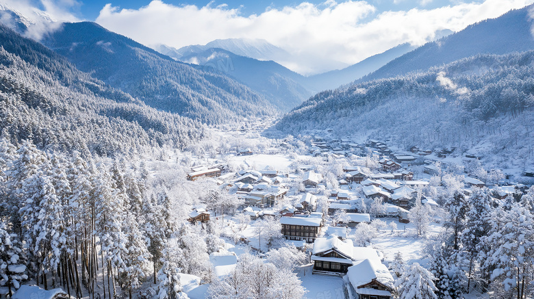 冬季雪景冰雪风光高山湖泊雪景图片