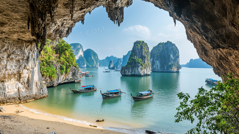 海岛洞穴风景图片