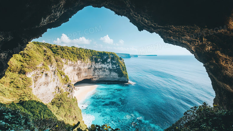 海岛洞穴风景图片