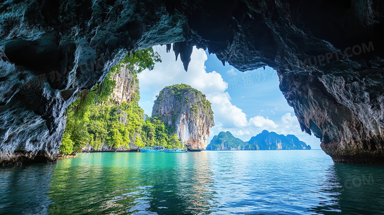 海岛洞穴风景图片