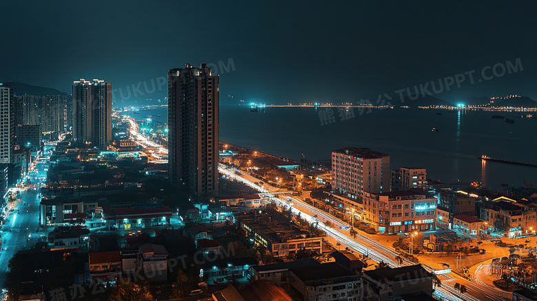 俯瞰城市高楼夜景夜晚图片