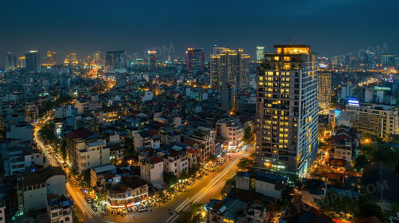 高楼大厦城市高楼夜景夜晚图片