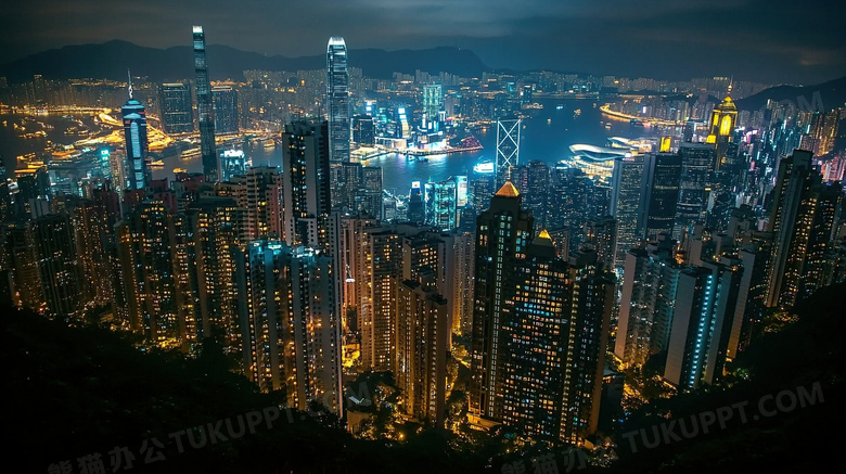 高楼大厦城市高楼夜景夜晚图片