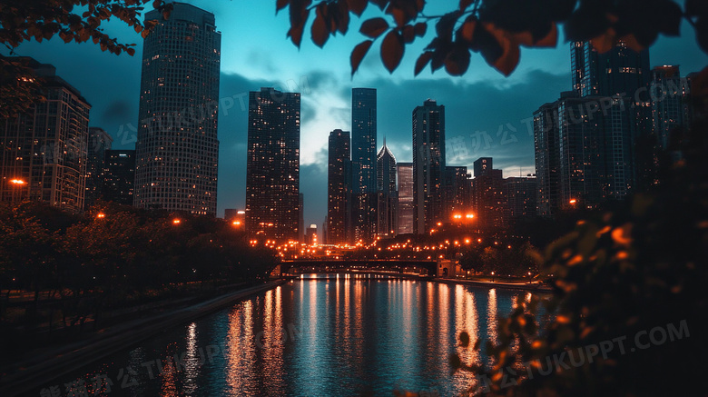 高楼城市高楼夜景夜晚图片