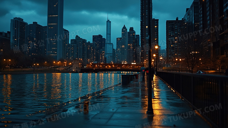 街道城市夜景美丽风景夜晚图片