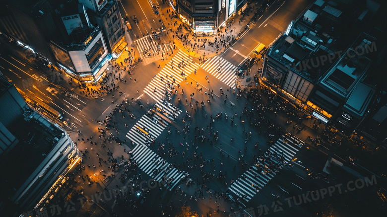 俯视城市夜景美丽风景夜晚图片