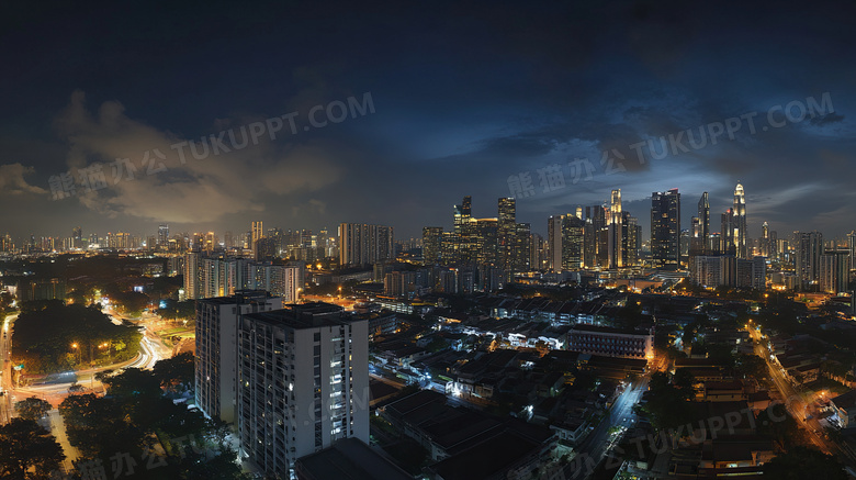 高楼大厦城市夜景美丽风景夜晚图片