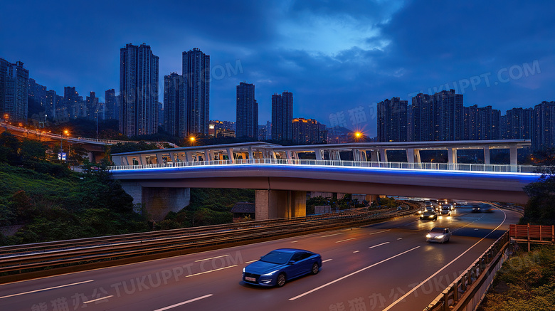 立交桥城市夜景美丽风景夜晚图片