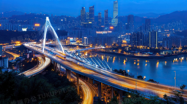 立交桥城市夜景美丽风景夜晚图片