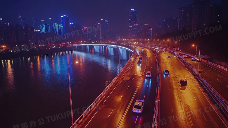 立交桥城市夜景美丽风景夜晚图片