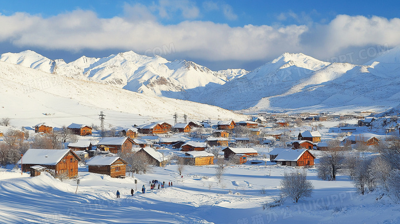 冬天野外雪景旅游度假图片