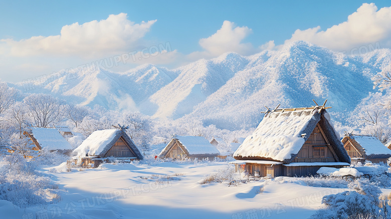 冬天木屋雪景旅游度假图片