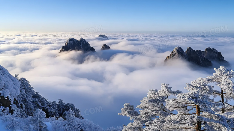 冬季旅游胜地黄山景区云海图片