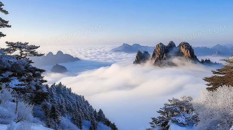 冬季旅游胜地黄山景区云海图片