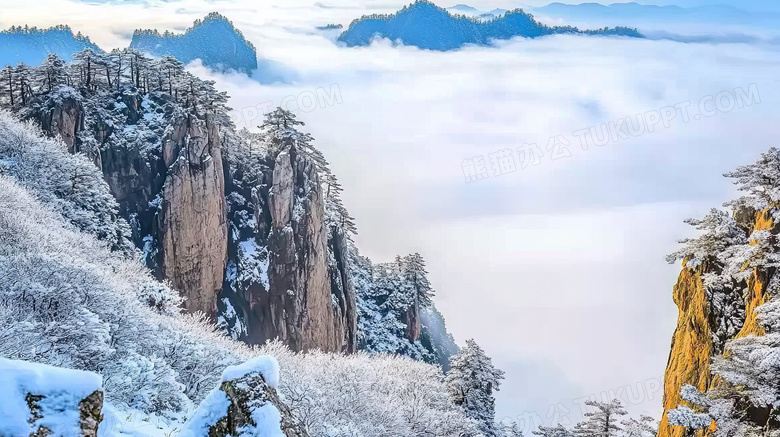 冬季旅游胜地黄山景区云海图片