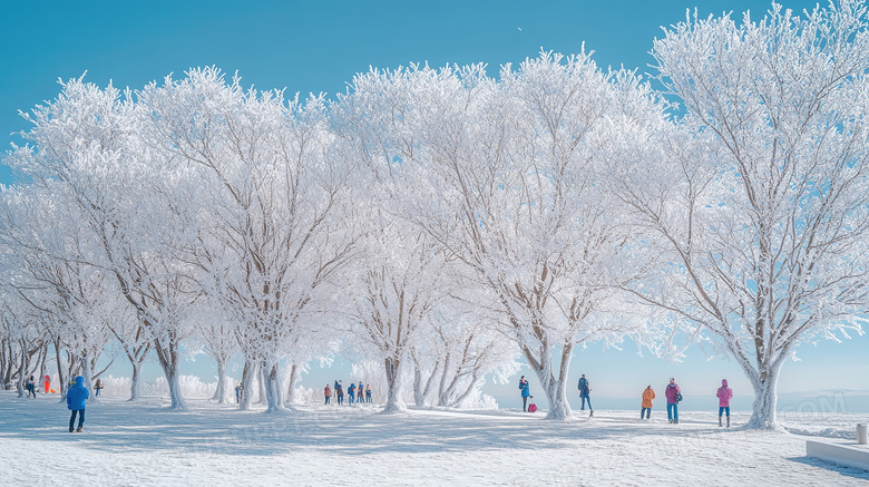 冬季旅游胜地吉林雾凇岛雪景景观图片