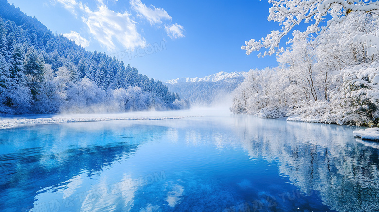 冬季旅游胜地九寨沟景区雪景图片