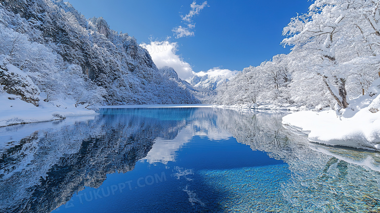 冬季旅游胜地九寨沟景区雪景图片