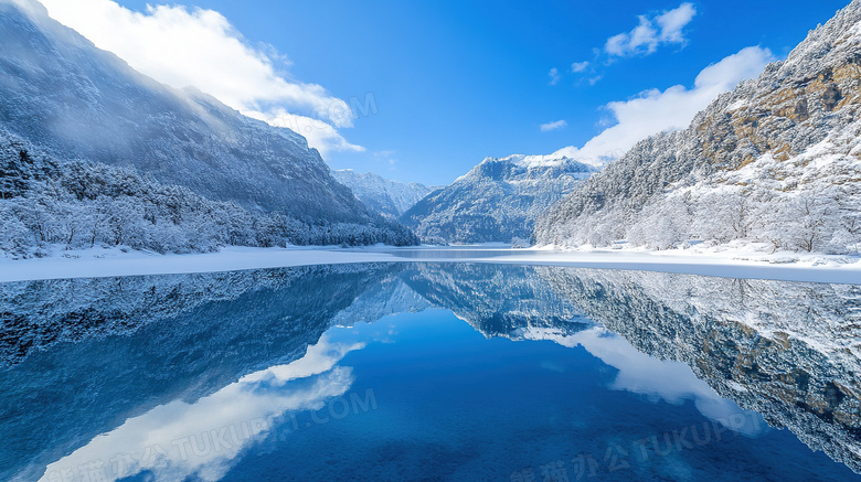 冬季旅游胜地九寨沟景区雪景图片