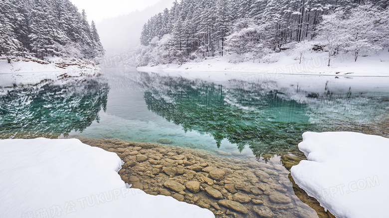 冬季旅游胜地九寨沟景区雪景图片