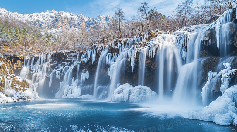 冬季旅游胜地九寨沟景区雪景图片