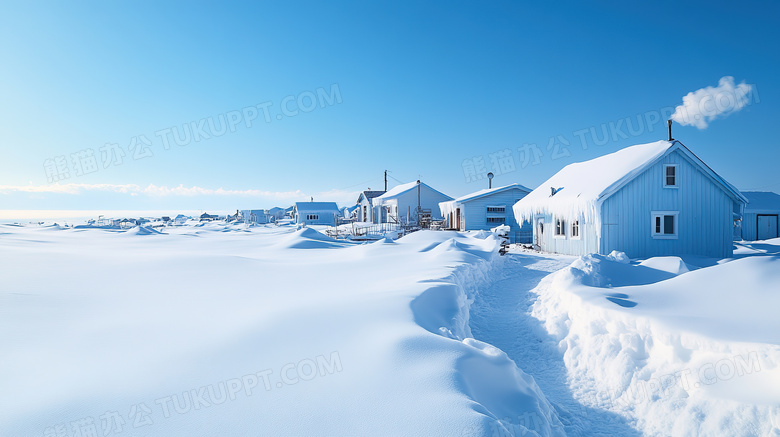 冬季旅游胜地漠河北极村雪景概念图片