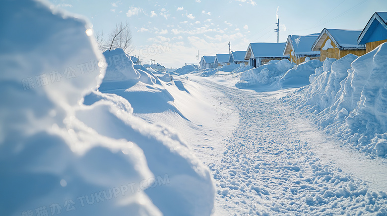 冬季旅游胜地漠河北极村雪景概念图片