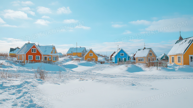 冬季旅游胜地漠河北极村雪景概念图片