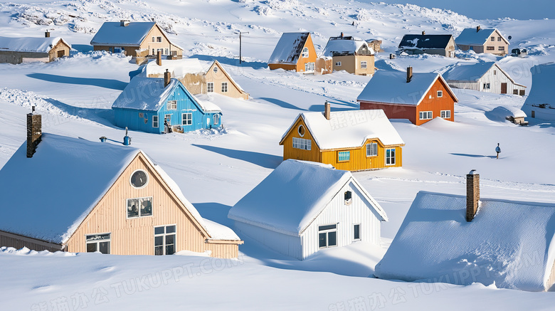 冬季旅游胜地漠河北极村雪景概念图片