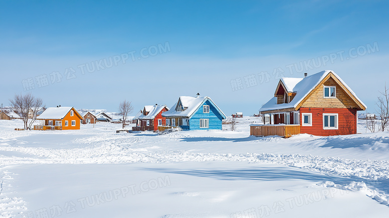 冬季旅游胜地漠河北极村雪景概念图片