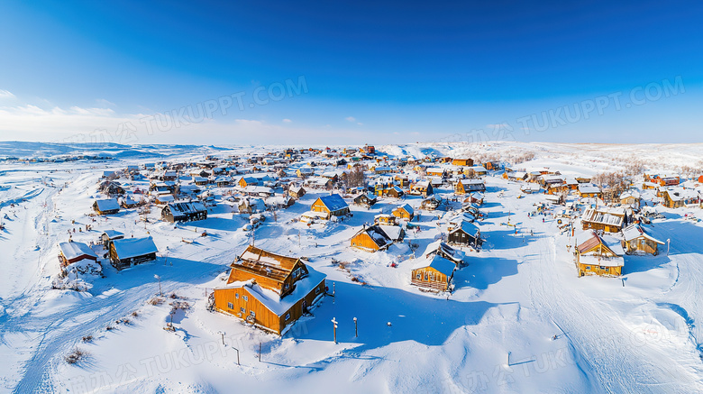 冬季旅游胜地漠河北极村雪景概念图片