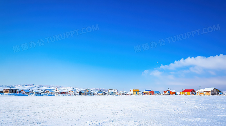 冬季旅游胜地漠河北极村雪景概念图片