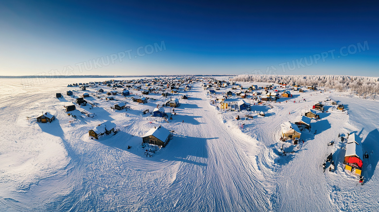 冬季旅游胜地漠河北极村雪景概念图片