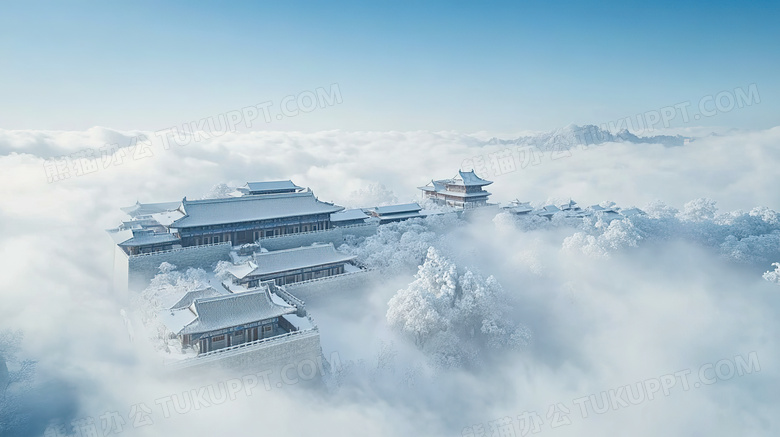 冬季旅游胜地武当山景区雪景概念图片